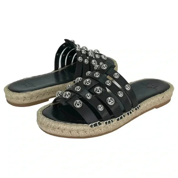 Marc Fisher LTD Womens Sandals 6.5M Tamie Black Leather Studded Slides